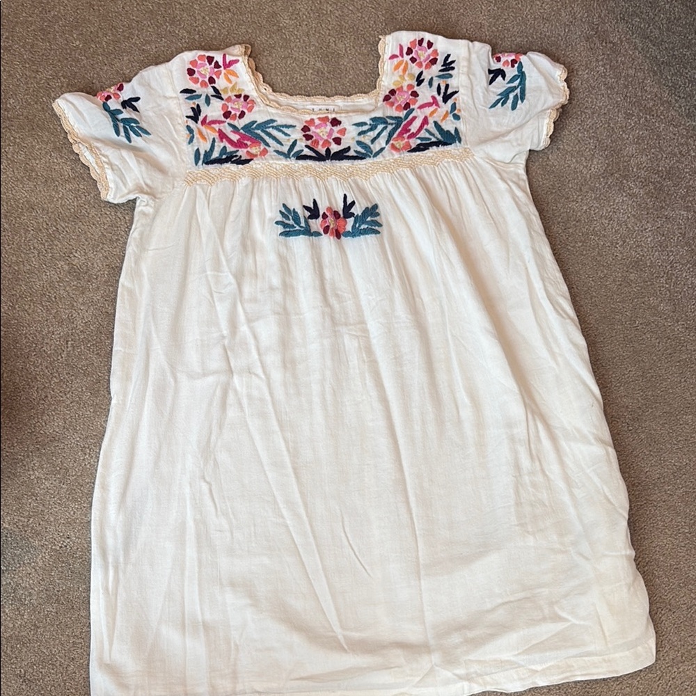 THML White Dress with Pink and Blue Embroidery